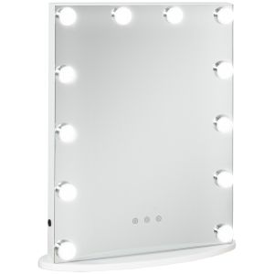 Espelho de maquiagem de hollywood mdf, vidro branco 41,5cmx13,5cmx51cm