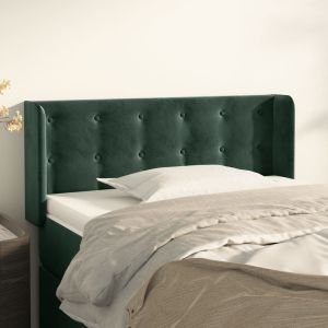 Cabeceira de cama c/ abas veludo 93x16x78/88 cm verde-escuro ptob7044