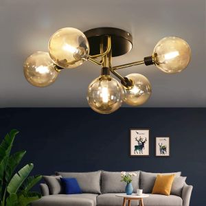 Nettlife LED luz de teto sala estar quarto com 5 lâmpadas g9 bolas vidro