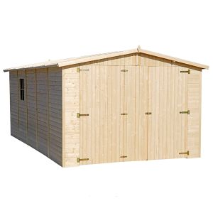 Garaje de madera natural  - a222x516x324 cm/15 m² - Timbela m101