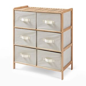 Cómoda maldon 6 gavetas em tecido bambu 79x66x35cm natural/bege [en.casa]