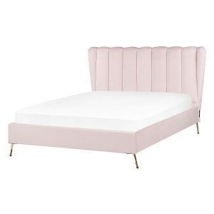 Cama veludo miribel 140 x 200 cm rosa pastel