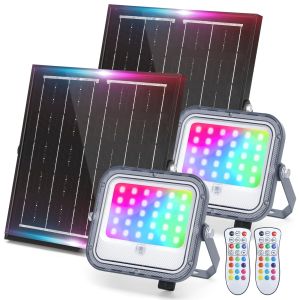 Aigostar focos LED exterior solares rgbw 50w rgb+6500k, 2 unid.
