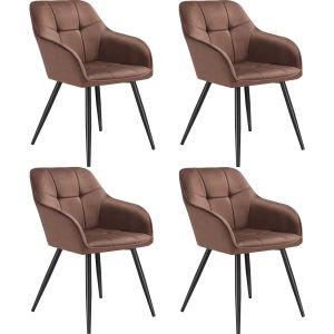 4 cadeiras de sala de jantar, terciopelo, 58 x 62 x 82 cm castanho/preto