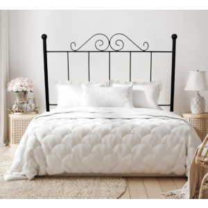Cabeceira de cama palace em ferro forjado, 150 cm, preta, 158x125x4 cm.