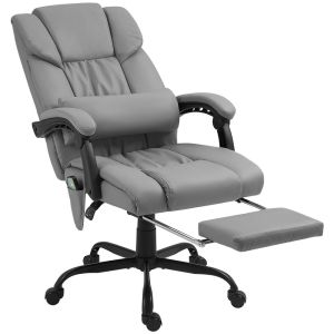Cadeira de escritório com massagem couro sintético e metal color gris