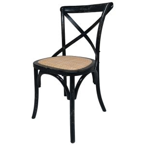 Cadeira em madeira com assento em rattan preto, 44x42x46/88h cm