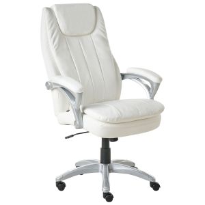 Cadeira executiva chief pele sintética branco creme
