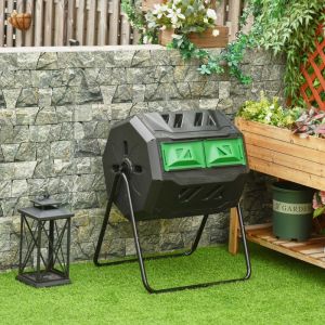 Compostor 160l 71x64x92 cm aço e pp bicolor Outsunny
