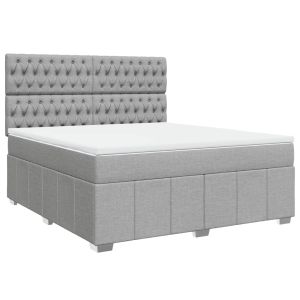 vidaXL cama box spring con colchón tela gris claro 180x200 cm