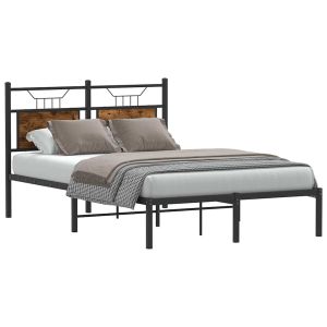 vidaXL estructura de cama sin colchón madera roble ahumado 120x200 cm