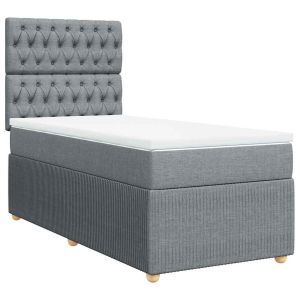 vidaXL cama box spring con colchón tela gris claro 80x200 cm