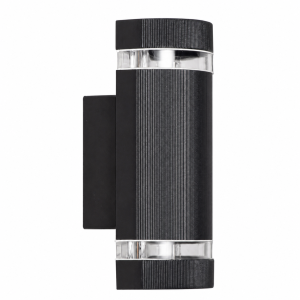 Aplique exterior em alumínio preto 23 cm 2xGU10 IP54 luz cima baixo
