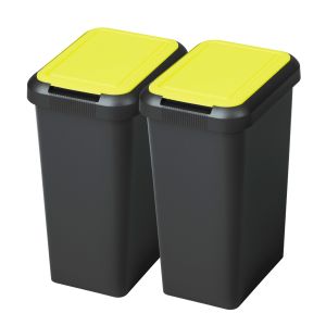 Wellhome conjunto de 2 latas de lixo âmbar de 9l - "touch & lift"