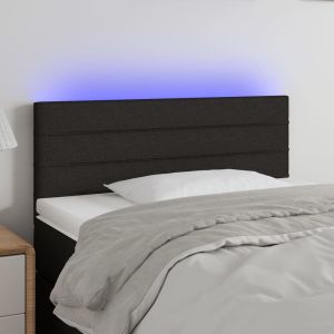 Cabeceira de cama c/ luzes LED tecido 90x5x78/88 cm preto ptob1282