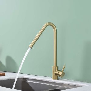 Torneira misturador de cozinha sky bath ouro escovado inox s304