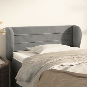 Cabeceira de cama c/ abas veludo 93x23x78/88 cm cinzento-claro ptob9422