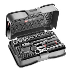 Coffret de soquetes 1/4' 6 pans métricos facom 37 peças - r.161-6p6hxpb