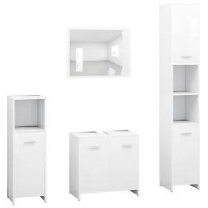 4 pcs conjunto de móveis de casa de banho contraplacado branco