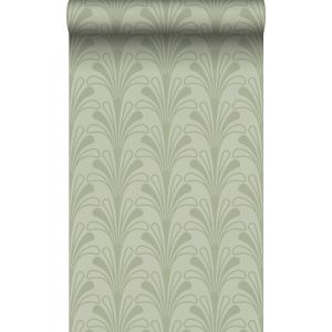Origin papel de parede motivo art deco verde acinzentado 50 x 900 cm