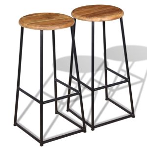 vidaXL taburetes de barra de cocina 2 unidades madera maciza de teca