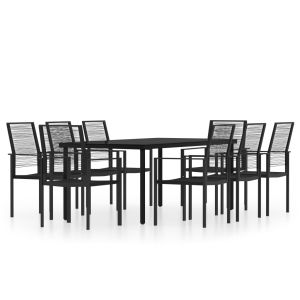 vidaXL juego de comedor de jardín 9 piezas negro