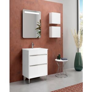 Móveis de banho com pés com lavaloiça cerâmica|branco brilhante  cromo 50cm
