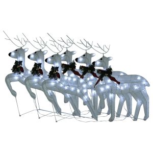 Renas de natal 6 pcs 120 luzes LED branco