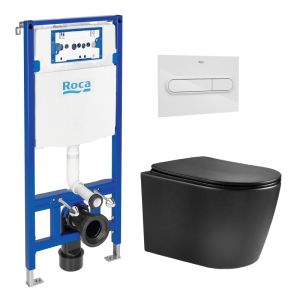 Roca pack cist. Embutida e botão pl1 branco bril + sanita susp nebula bl