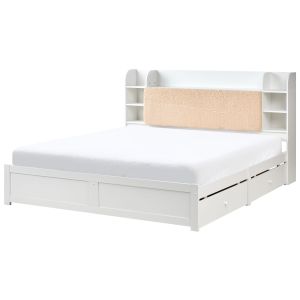 Cama com gavetas de arrumação bizou branco 180 x 200 cm