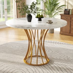 Mesa de jantar redonda dourada em mdf 76x80x80cm