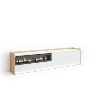 Móvel de tv, 207x37x50cm, lareira eléctrica, LED rf4894