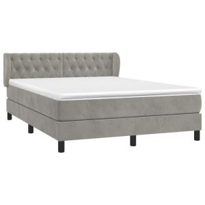 vidaXL cama box spring con colchón terciopelo gris claro 140x190 cm
