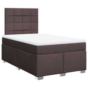 vidaXL cama box spring con colchón tela marrón oscuro 120x190 cm