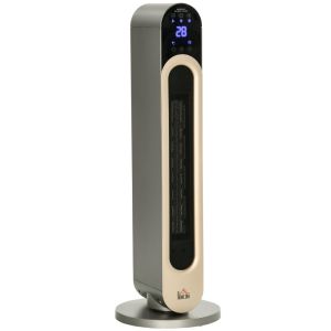 Aquecedor cerâmico de torre 25x25x73.5 cm pp, abs color gris Homcom
