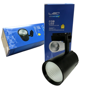 Refletor LED de trilha 30w, branco 3000k, 3000lm, monofásico, cor preta