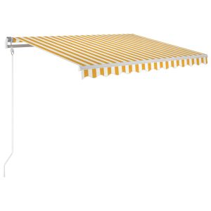 vidaXL toldo automático LED sensor de viento amarillo blanco 300x250cm
