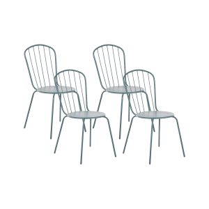 Conjunto de 4 cadeiras de jardim calvi metal azul claro