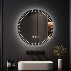 Emke espelho LED banheiro 60 cm 3 cores luz regulável anti-embaço