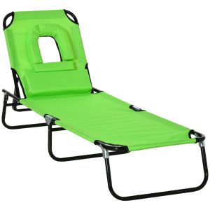 Espreguiçadeira dobrável 190x56x28 cm aço e tecido oxford color verde