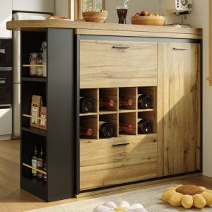 Mesa de jantar extensível com arrumação madeira natural 105x138-220x39cm