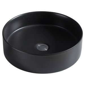Ondee - lavatório redondo blaka - preto - 39,5cm - cerâmica
