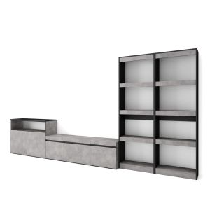 Conjunto de móveis tv, 370x35x186cm, cimento rf3170