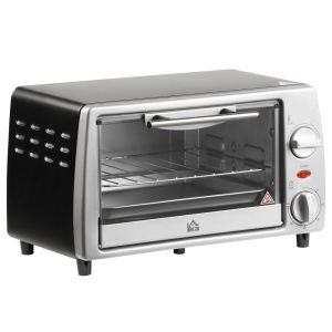 Mini forno elétrico metal, aço inoxidável e vidro temperado color gris