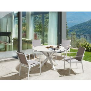 Conjunto de refeição de jardim 4 lugares maletto/busseto metal cinzento