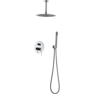 Kit duche embutido cromado aço e latão misturador 2 vias ø25br