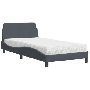 vidaXL cama con colchón dover terciopelo gris oscuro 100x200 cm