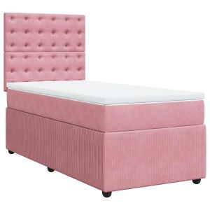 vidaXL cama box spring con colchón terciopelo rosa 80x200 cm