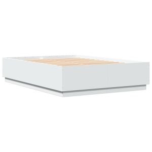 vidaXL estructura de cama con LED madera ingeniería blanco 150x200 cm