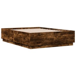vidaXL estructura cama con luces LED madera roble ahumado 120x190 cm